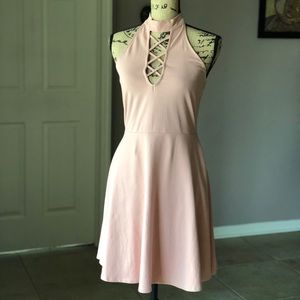 Criss Cross Fit and Flare Choker Dress